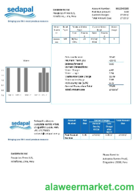 Peru Sedapal La Atarjea water business utility bill template in Word and PDF formats